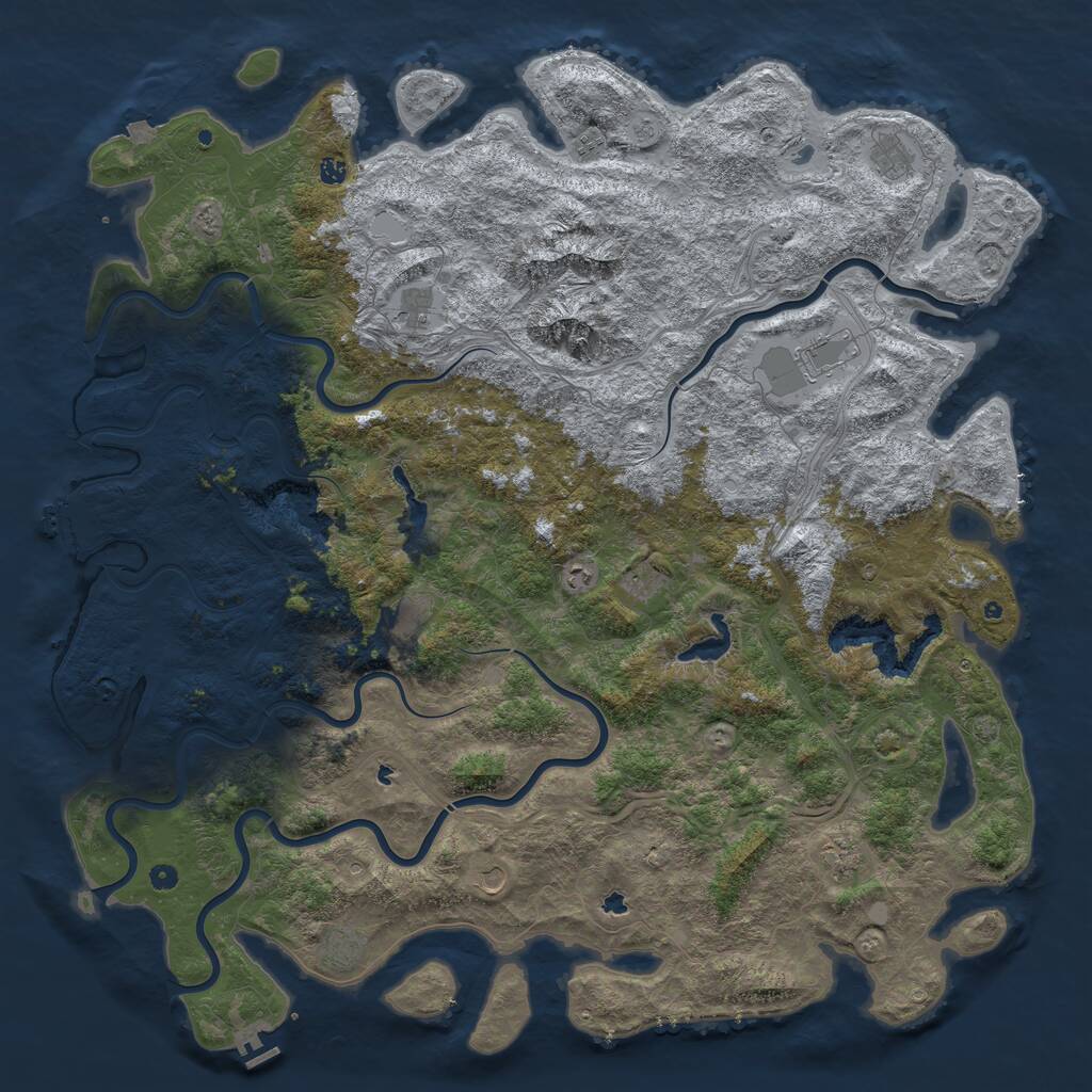 Rust Map: Procedural Map, Size: 6000, Seed: 2904, 17 Monuments