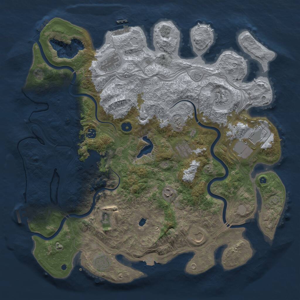 Rust Map: Procedural Map, Size: 4400, Seed: 1211222394, 17 Monuments