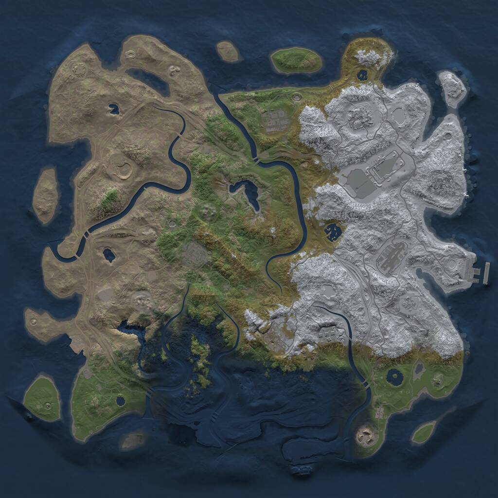 Rust Map: Procedural Map, Size: 4500, Seed: 7158952, 16 Monuments
