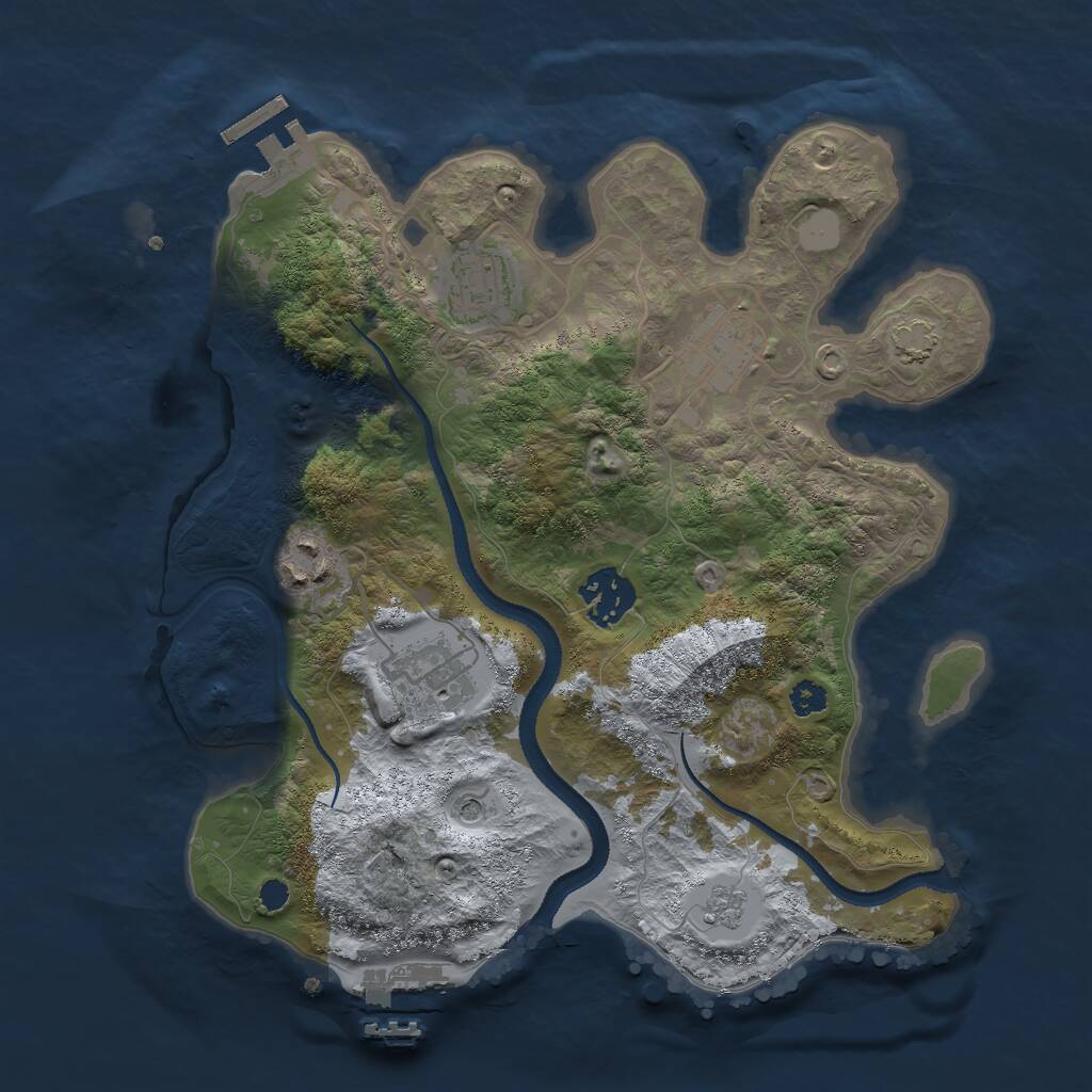 Rust Map: Procedural Map, Size: 3000, Seed: 50953, 11 Monuments
