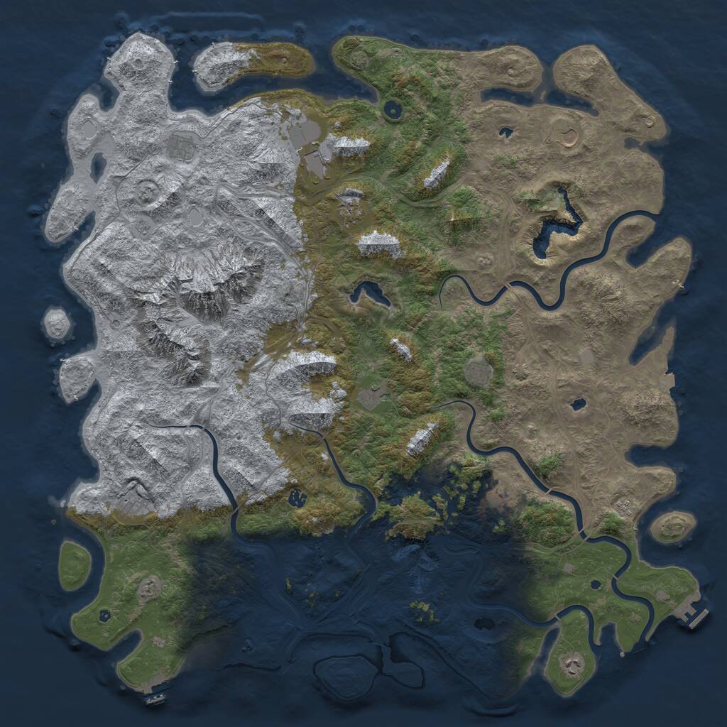 Rust Map: Procedural Map, Size: 6000, Seed: 250544248, 17 Monuments