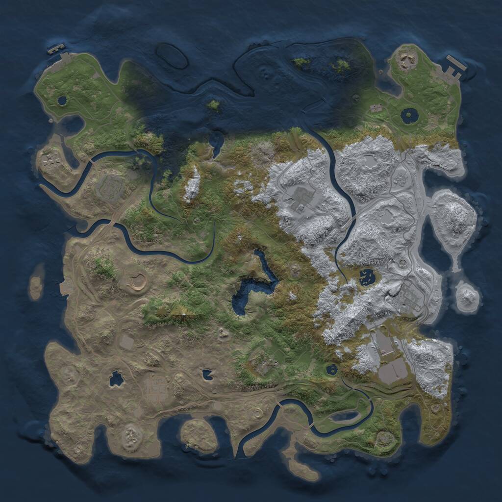 Rust Map: Procedural Map, Size: 4500, Seed: 285476543, 16 Monuments