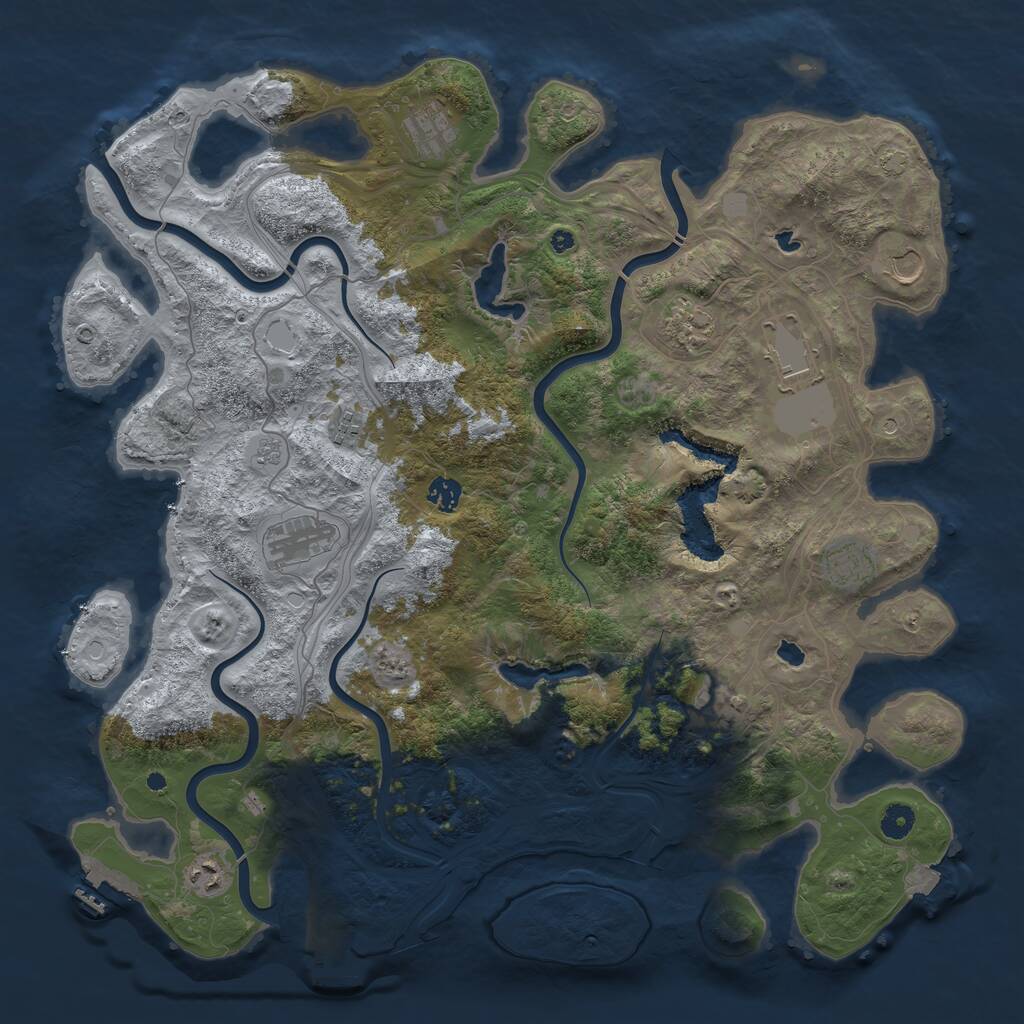 Rust Map: Procedural Map, Size: 4500, Seed: 867157876, 16 Monuments