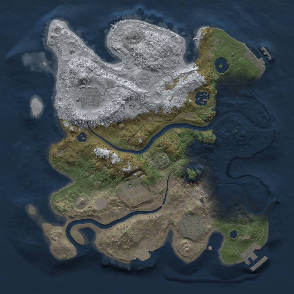 Rust Map: Procedural Map, Size: 3000, Seed: 8847, 11 Monuments