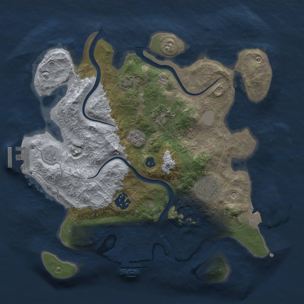 Rust Map: Procedural Map, Size: 3000, Seed: 33894, 10 Monuments