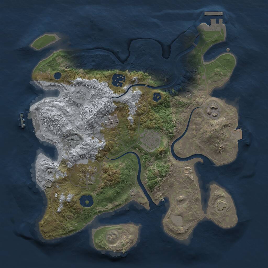 Rust Map: Procedural Map, Size: 3000, Seed: 47264, 11 Monuments