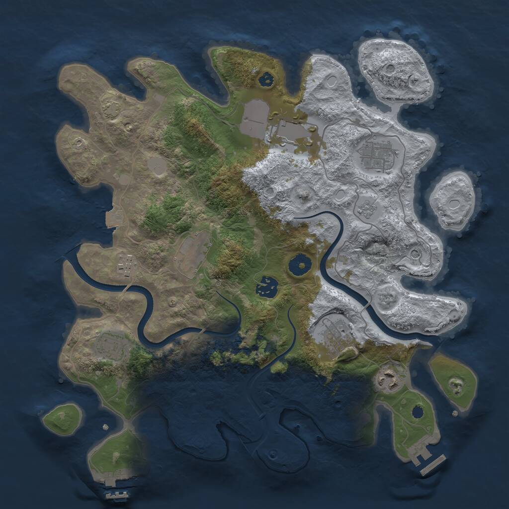 Rust Map: Procedural Map, Size: 3500, Seed: 964545960, 14 Monuments