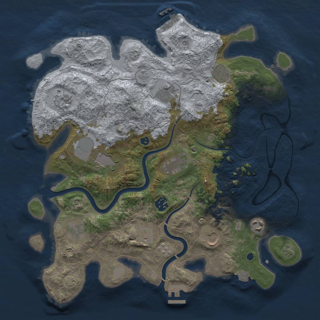 Rust Map: Procedural Map, Size: 3700, Seed: 1309589704, 17 Monuments