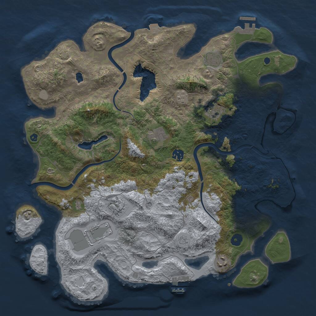 Rust Map: Procedural Map, Size: 4000, Seed: 11885, 14 Monuments