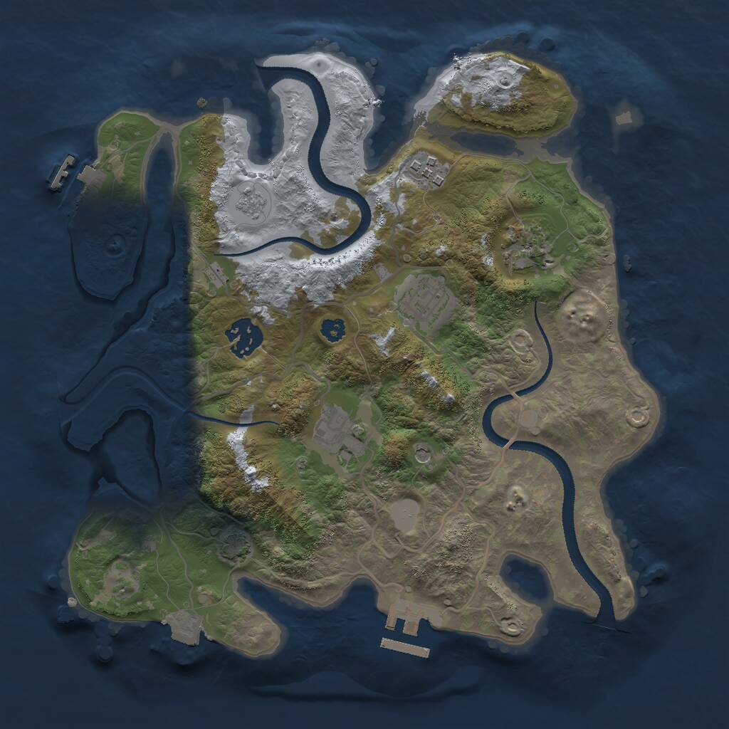 Rust Map: Procedural Map, Size: 3000, Seed: 21897, 11 Monuments