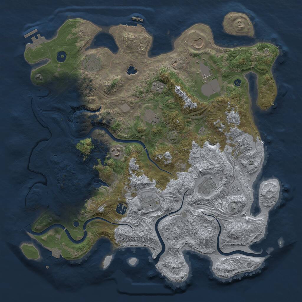 Rust Map: Procedural Map, Size: 4250, Seed: 878836658, 16 Monuments