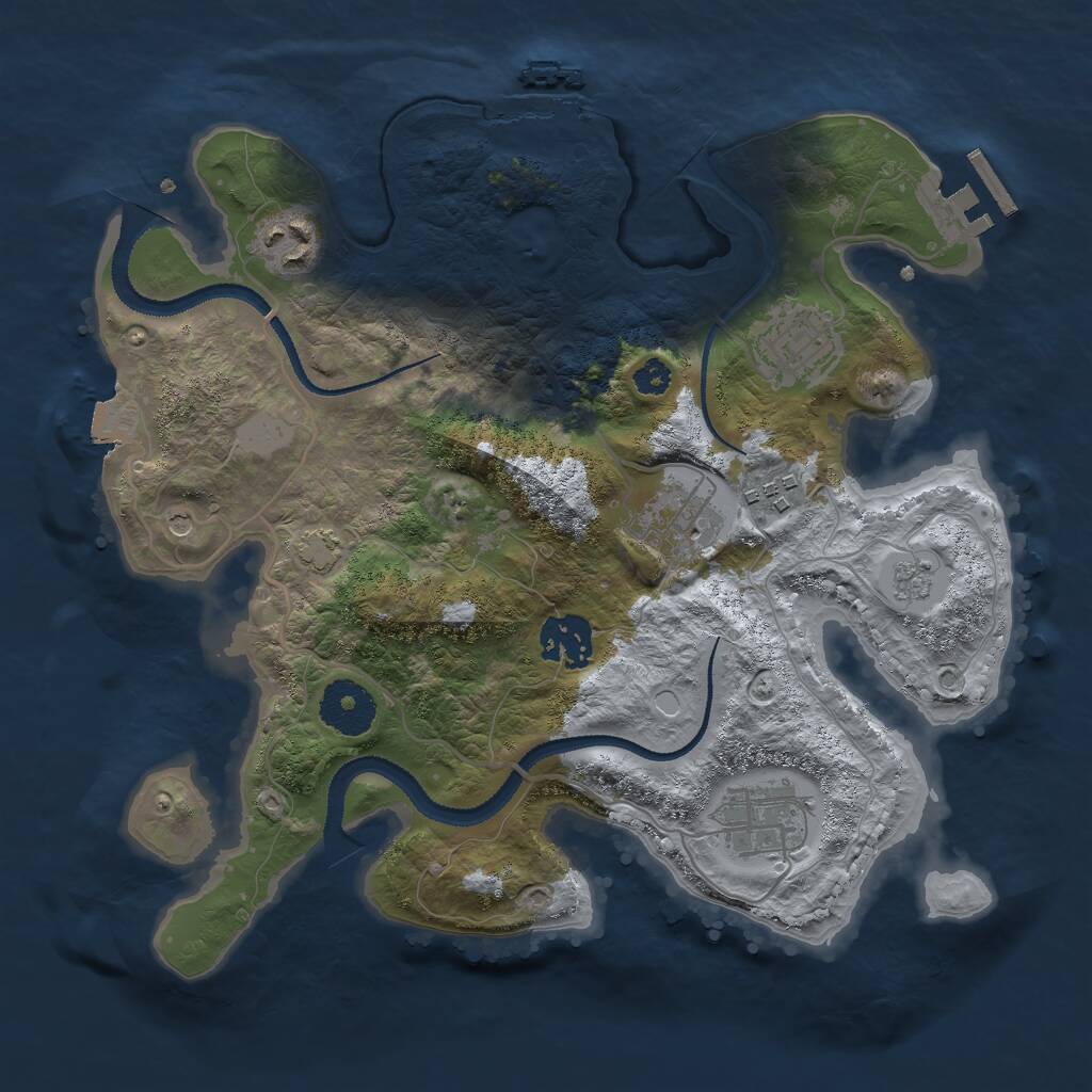 Rust Map: Procedural Map, Size: 3000, Seed: 24689, 12 Monuments