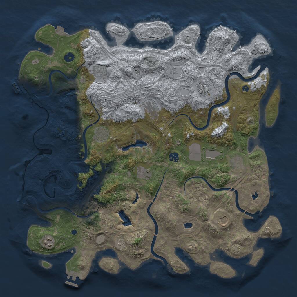 Rust Map: Procedural Map, Size: 4500, Seed: 43452631, 17 Monuments