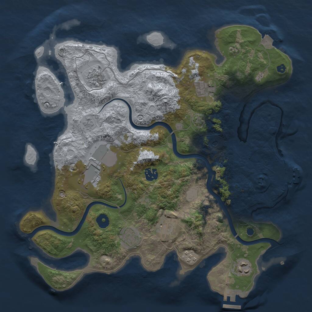 Rust Map: Procedural Map, Size: 3500, Seed: 1004417049, 14 Monuments