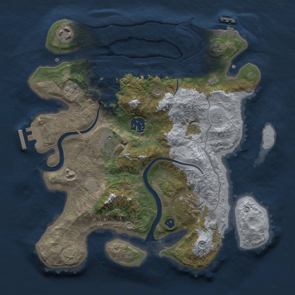 Rust Map: Procedural Map, Size: 3000, Seed: 688888, 11 Monuments