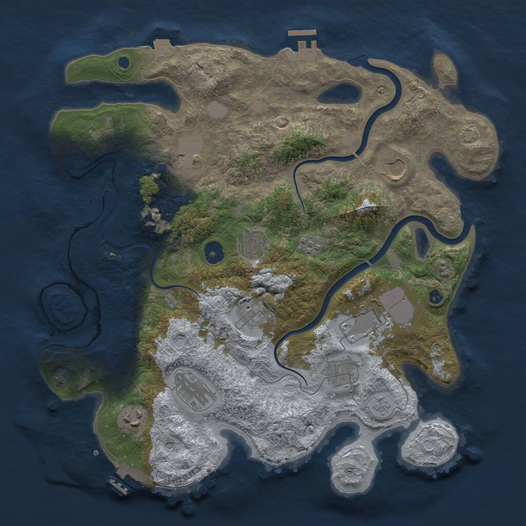 Rust Map: Procedural Map, Size: 3750, Seed: 1308636527, 15 Monuments