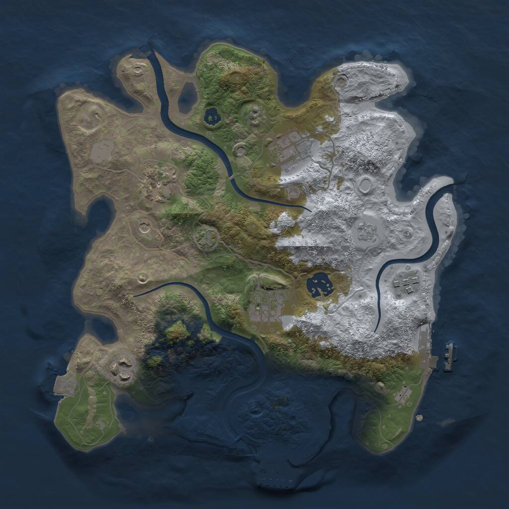 Rust Map: Procedural Map, Size: 3000, Seed: 63398, 12 Monuments