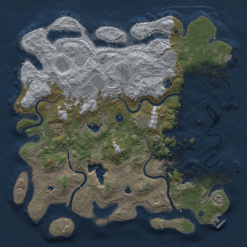 Rust Map: Procedural Map, Size: 4500, Seed: 438618324, 16 Monuments