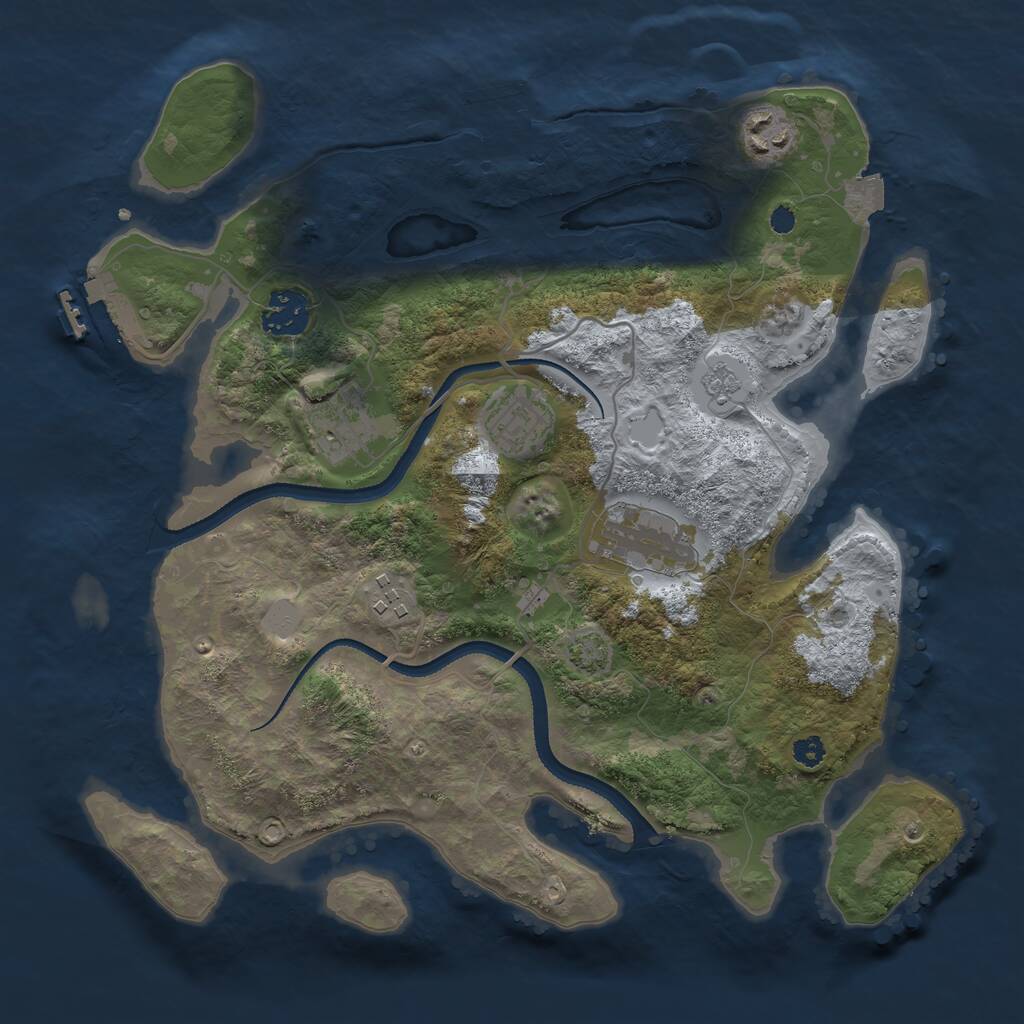 Rust Map: Procedural Map, Size: 3250, Seed: 607806448, 11 Monuments