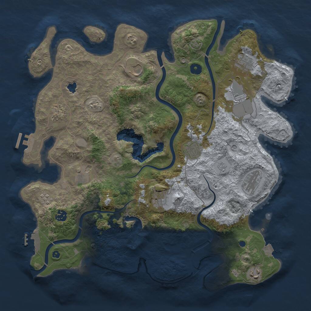 Rust Map: Procedural Map, Size: 4050, Seed: 35701311, 17 Monuments