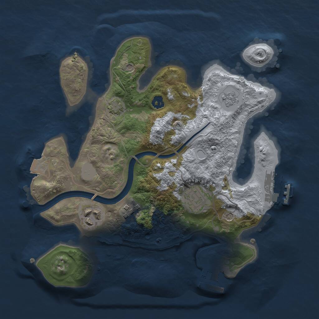 Rust Map: Procedural Map, Size: 2500, Seed: 1253593873, 9 Monuments