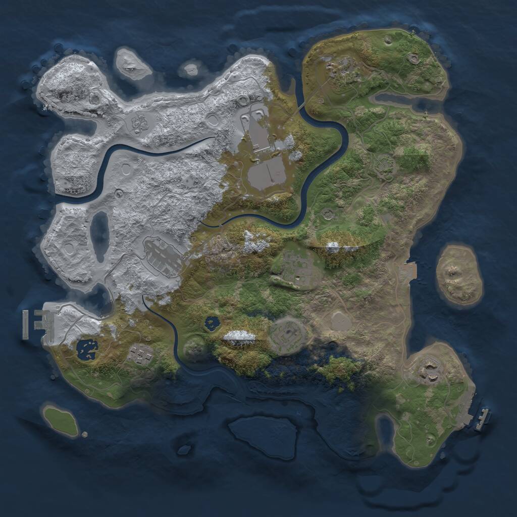 Rust Map: Procedural Map, Size: 3500, Seed: 1907569432, 14 Monuments