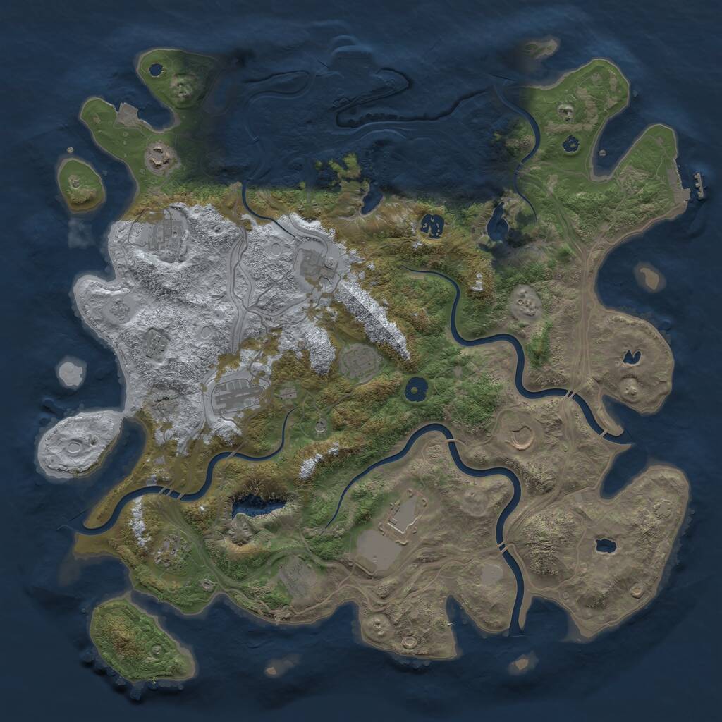 Rust Map: Procedural Map, Size: 4500, Seed: 731928390, 17 Monuments