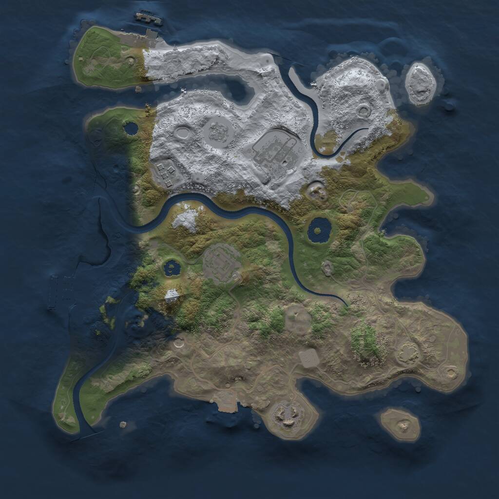 Rust Map: Procedural Map, Size: 3000, Seed: 33692, 10 Monuments