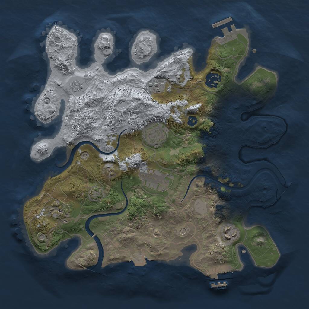 Rust Map: Procedural Map, Size: 3000, Seed: 45936, 12 Monuments