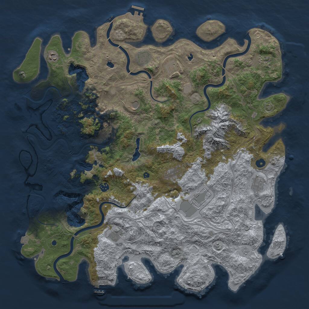 Rust Map: Procedural Map, Size: 5000, Seed: 1840360201, 17 Monuments