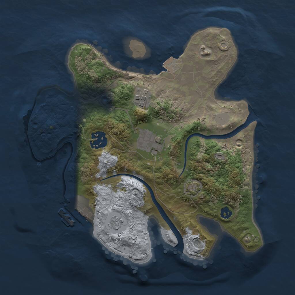 Rust Map: Procedural Map, Size: 2500, Seed: 219333640, 7 Monuments