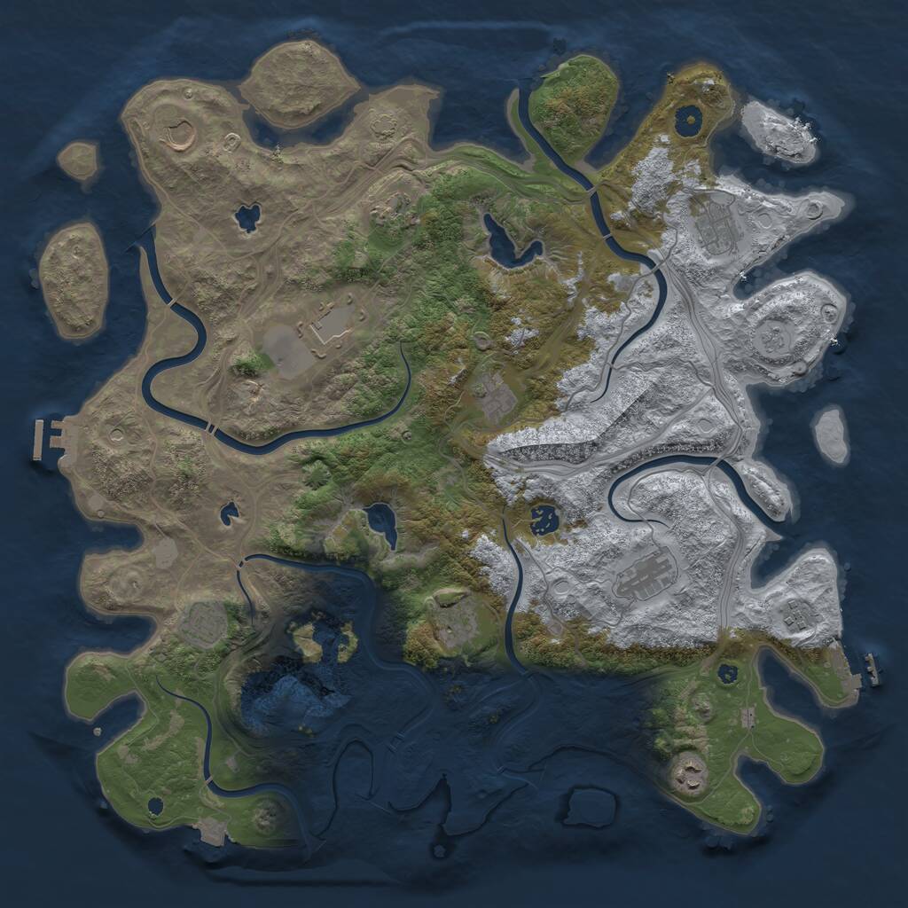 Rust Map: Procedural Map, Size: 4500, Seed: 71589527, 17 Monuments