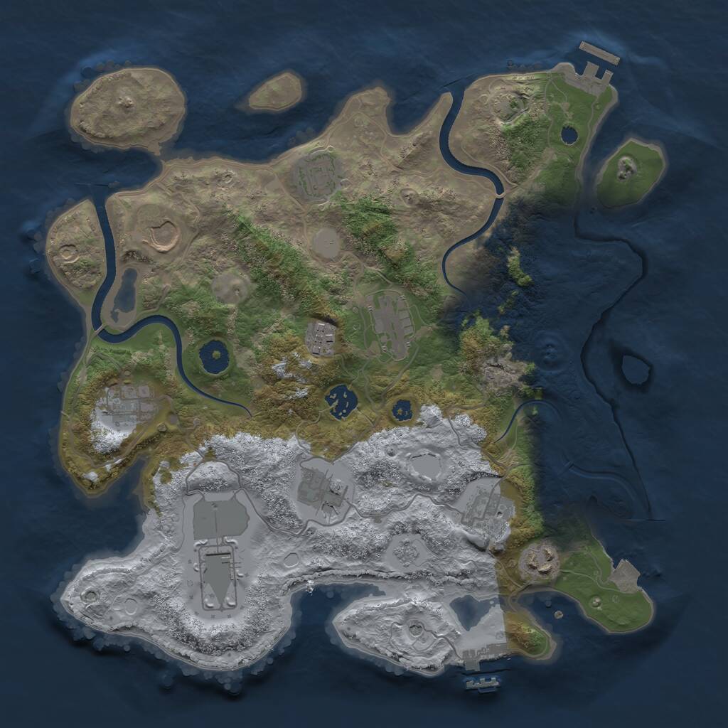 Rust Map: Procedural Map, Size: 3500, Seed: 700000, 16 Monuments