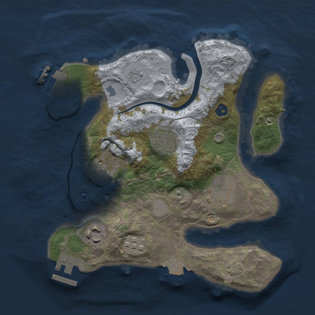 Rust Map: Procedural Map, Size: 2500, Seed: 2058359885, 10 Monuments