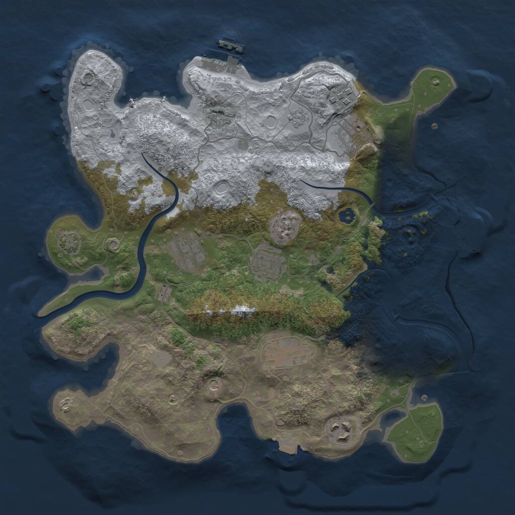 Rust Map: Procedural Map, Size: 3250, Seed: 1833692068, 12 Monuments