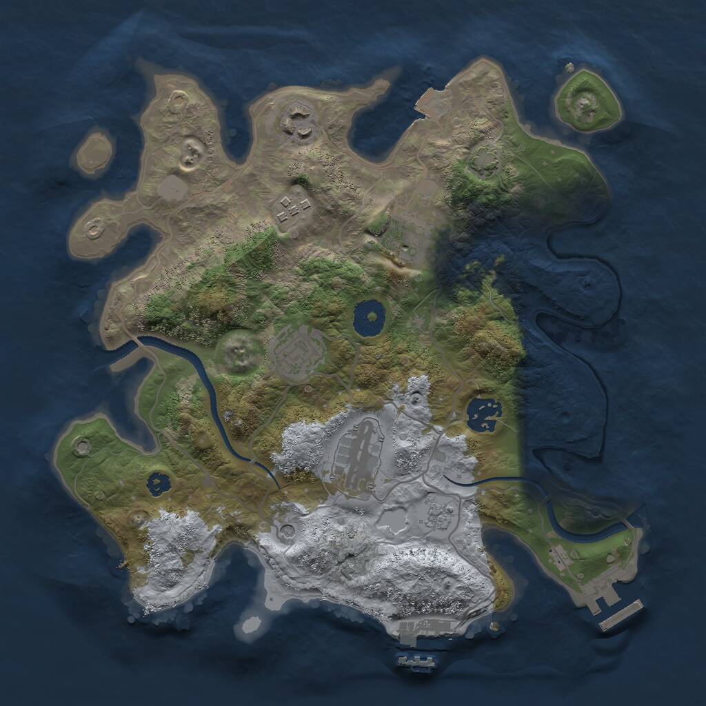Rust Map: Procedural Map, Size: 3000, Seed: 384151847, 12 Monuments