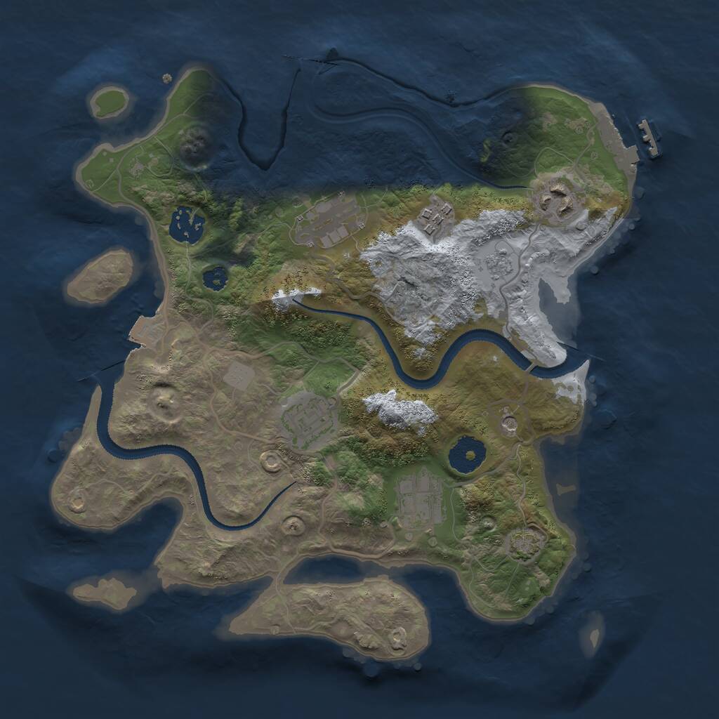 Rust Map: Procedural Map, Size: 3000, Seed: 102334585, 11 Monuments