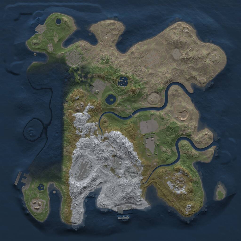 Rust Map: Procedural Map, Size: 3500, Seed: 2140983642, 16 Monuments