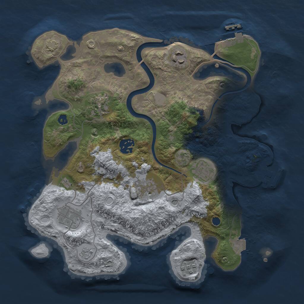 Rust Map: Procedural Map, Size: 3000, Seed: 502340, 13 Monuments