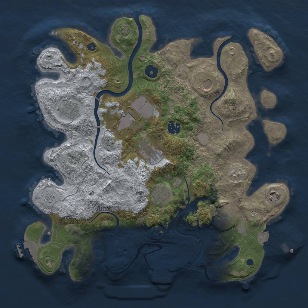 Rust Map: Procedural Map, Size: 3600, Seed: 666508030, 15 Monuments