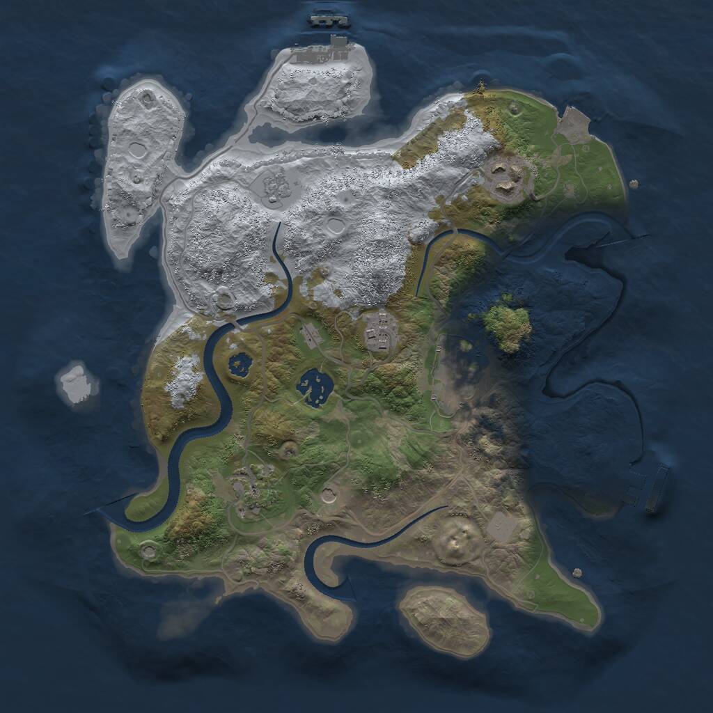 Rust Map: Procedural Map, Size: 3000, Seed: 22185760, 10 Monuments