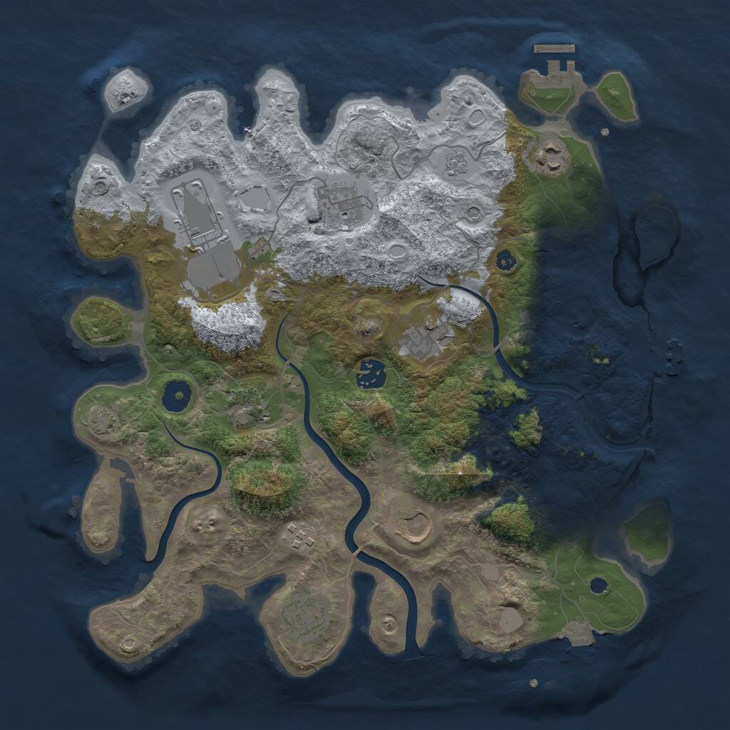 Rust Map: Procedural Map, Size: 3600, Seed: 1466807004, 15 Monuments