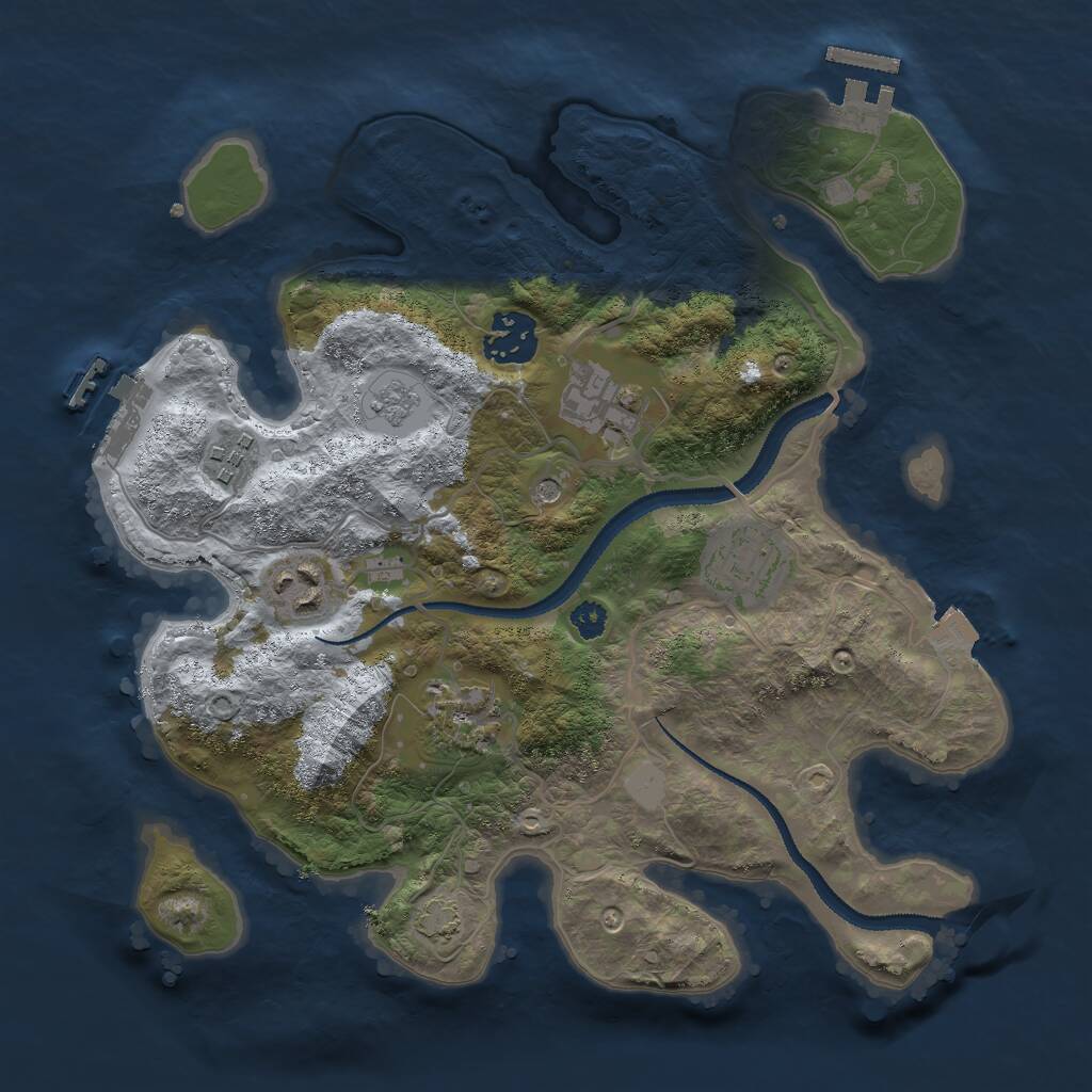 Rust Map: Procedural Map, Size: 3000, Seed: 2235467, 12 Monuments