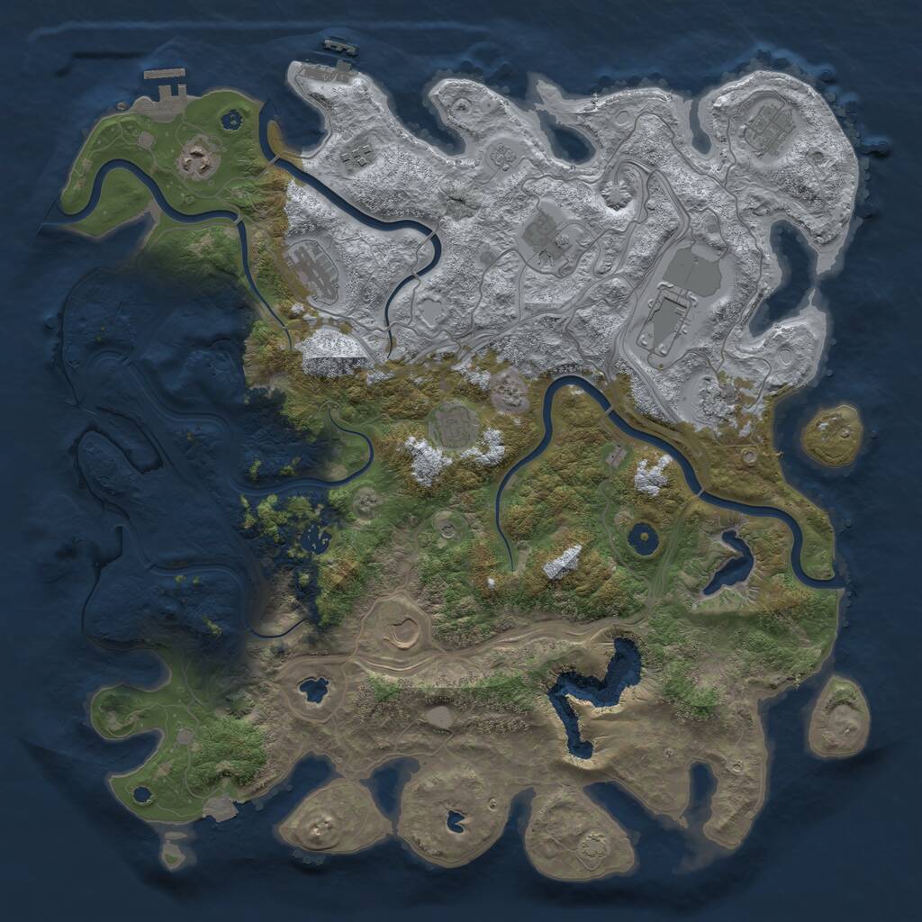 Rust Map: Procedural Map, Size: 4500, Seed: 973058698, 16 Monuments