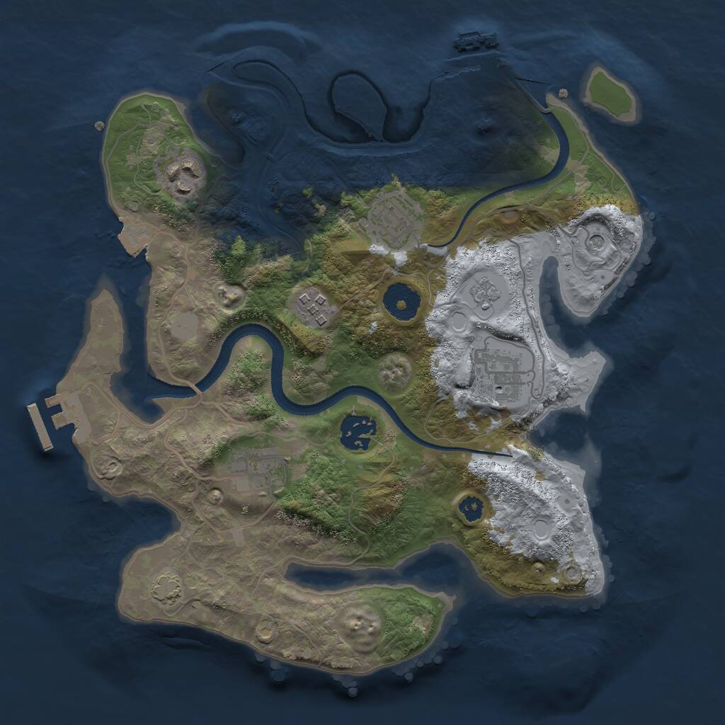 Rust Map: Procedural Map, Size: 3000, Seed: 432559677, 12 Monuments