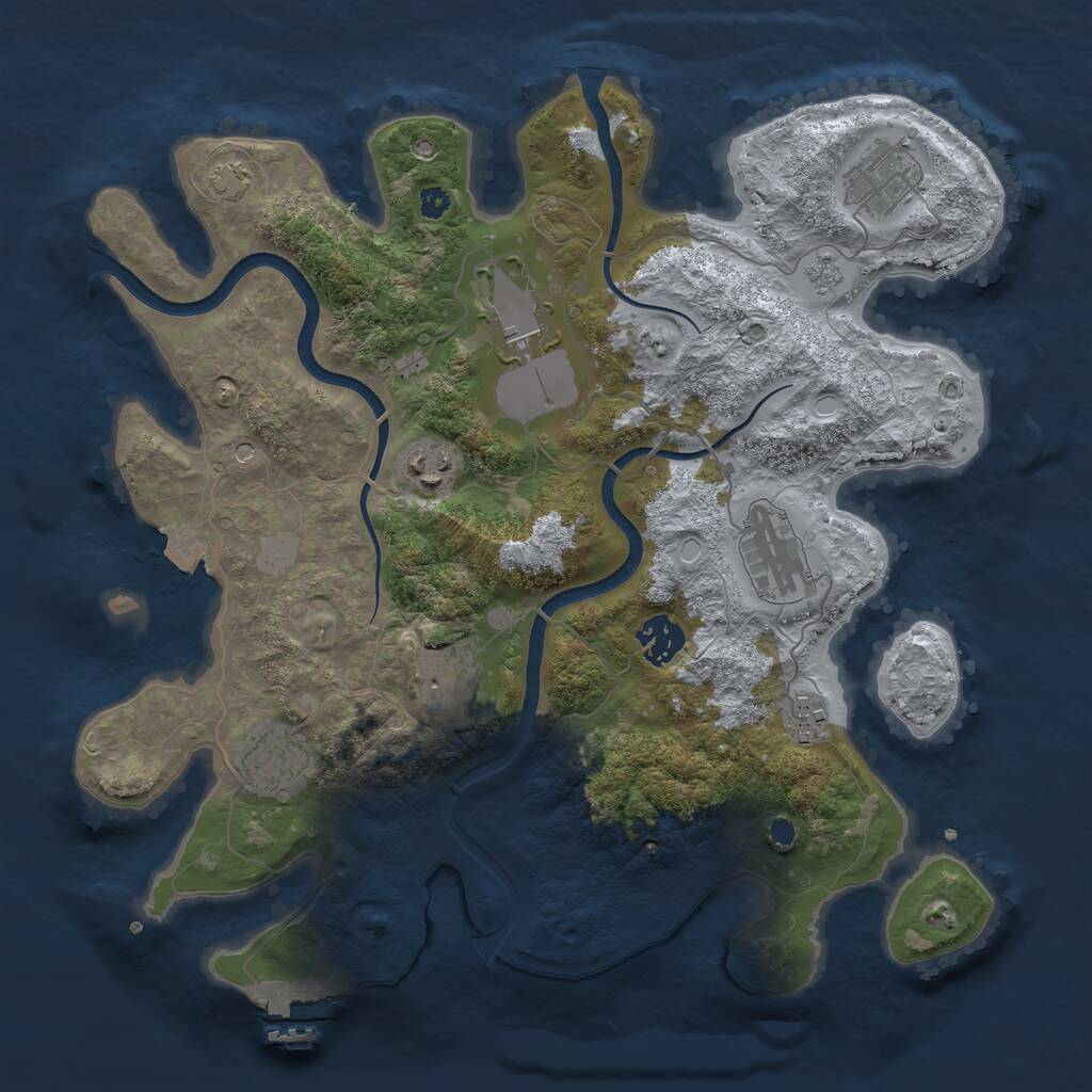 Rust Map: Procedural Map, Size: 3500, Seed: 1189921683, 13 Monuments
