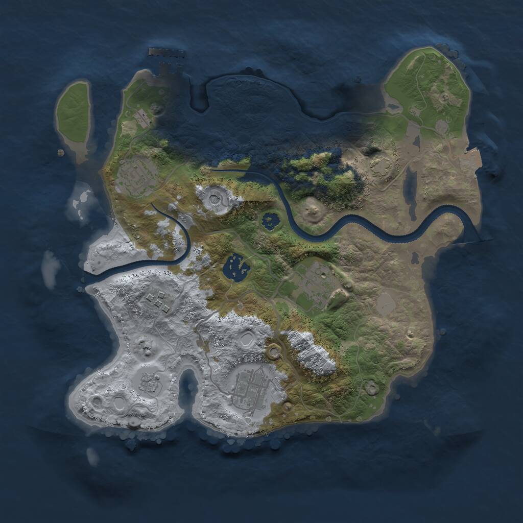 Rust Map: Procedural Map, Size: 3000, Seed: 47955, 10 Monuments