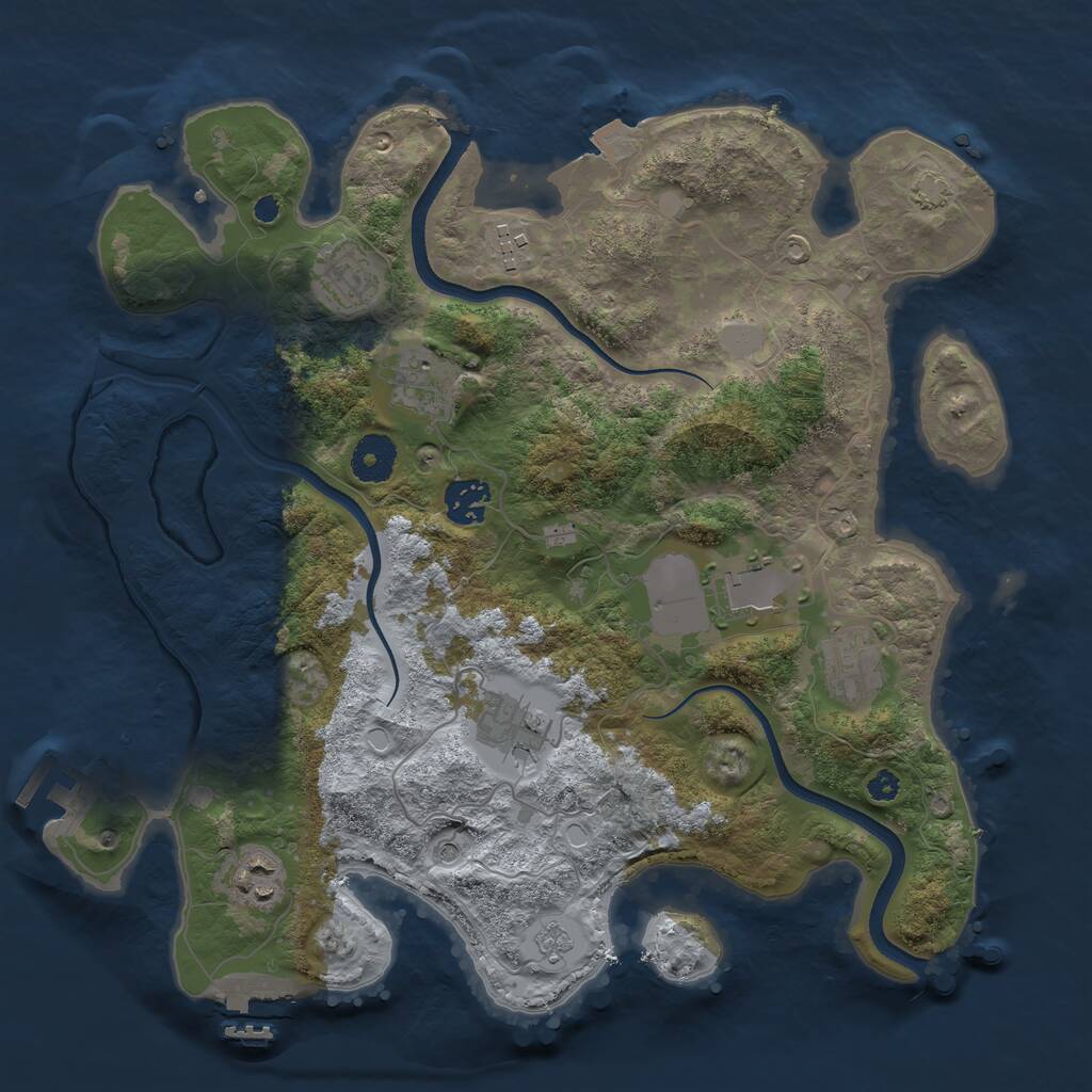 Rust Map: Procedural Map, Size: 3500, Seed: 91396761, 14 Monuments