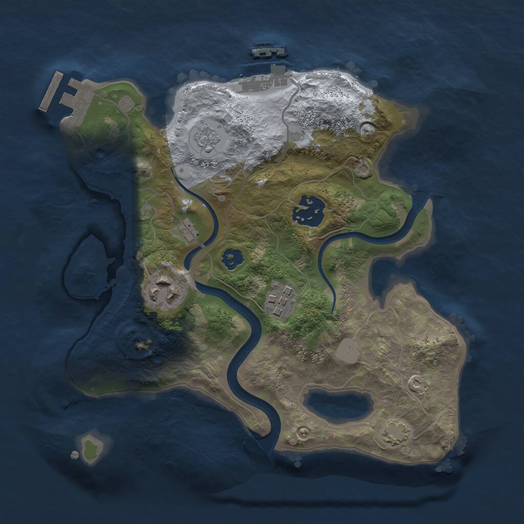 Rust Map: Procedural Map, Size: 2500, Seed: 1142325715, 8 Monuments