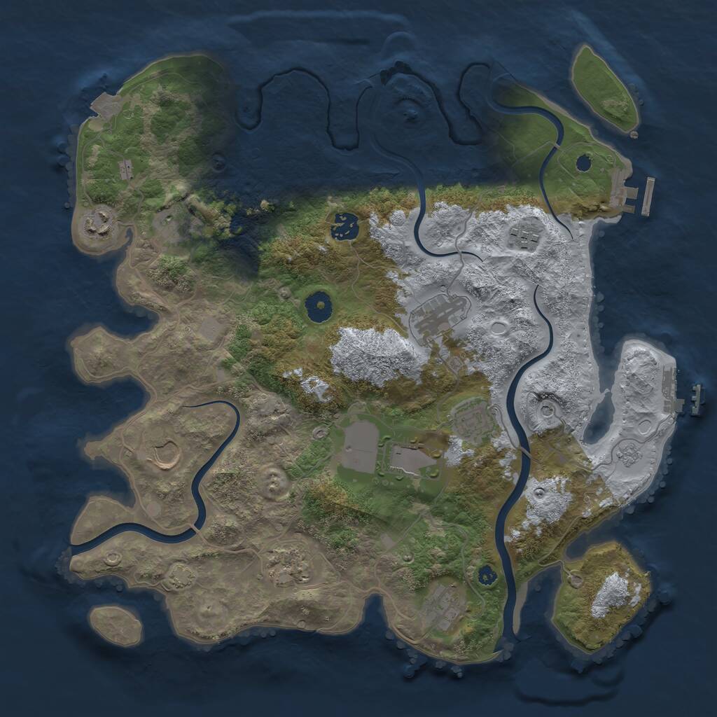 Rust Map: Procedural Map, Size: 3750, Seed: 1230343837, 16 Monuments